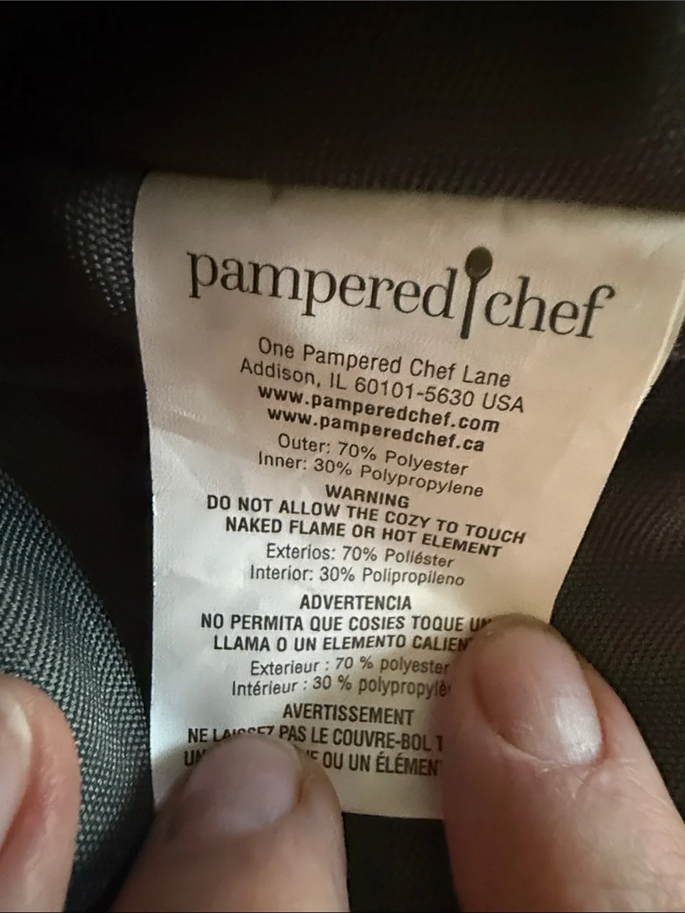Pampered Chef Gray Quilted Coozie for bowls
